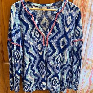 Lilly Pulitzer Blue and Pink Patterned Long Sleeve Top
